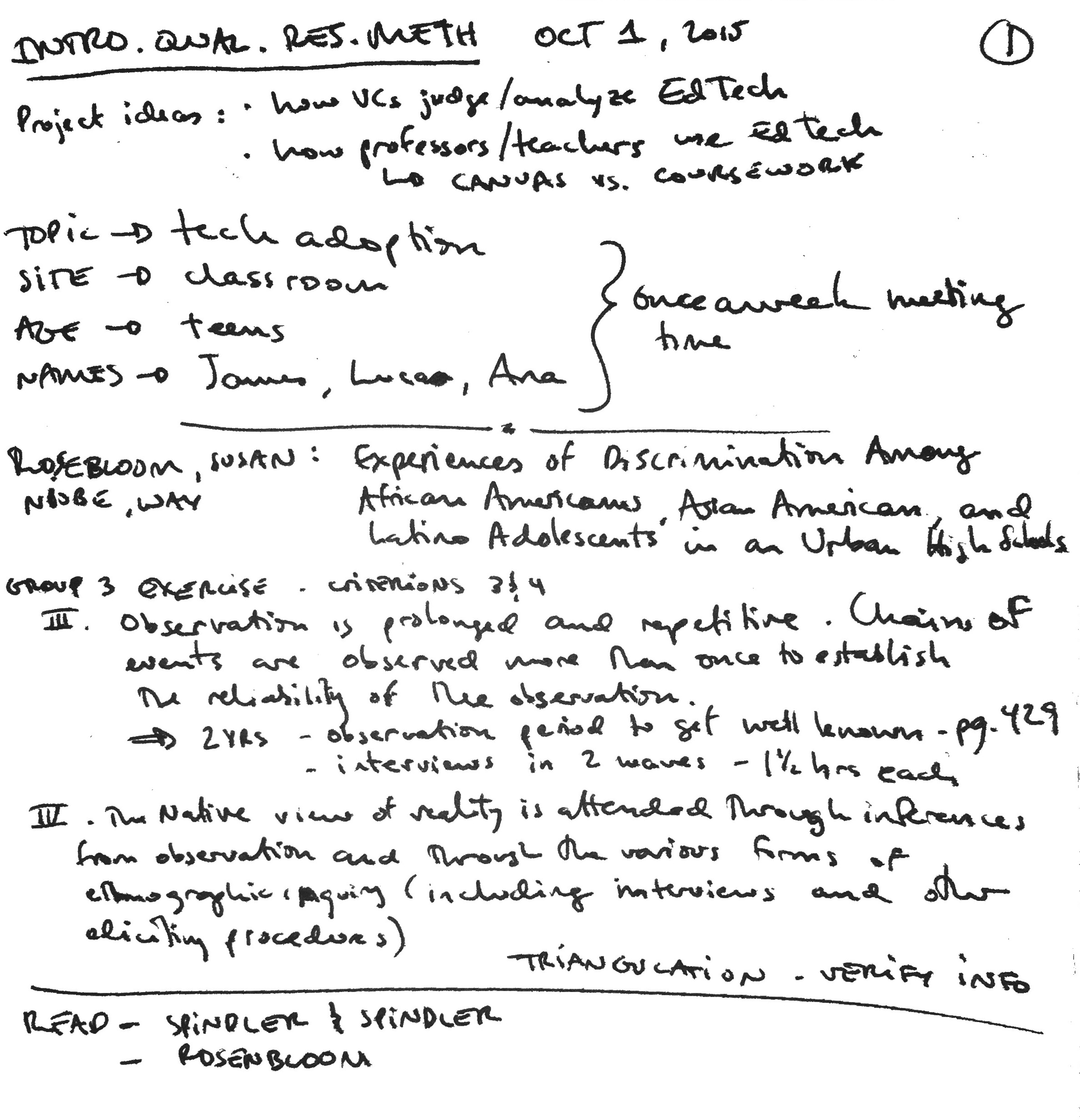 Intro.Qual.Res.Meth. - class notes