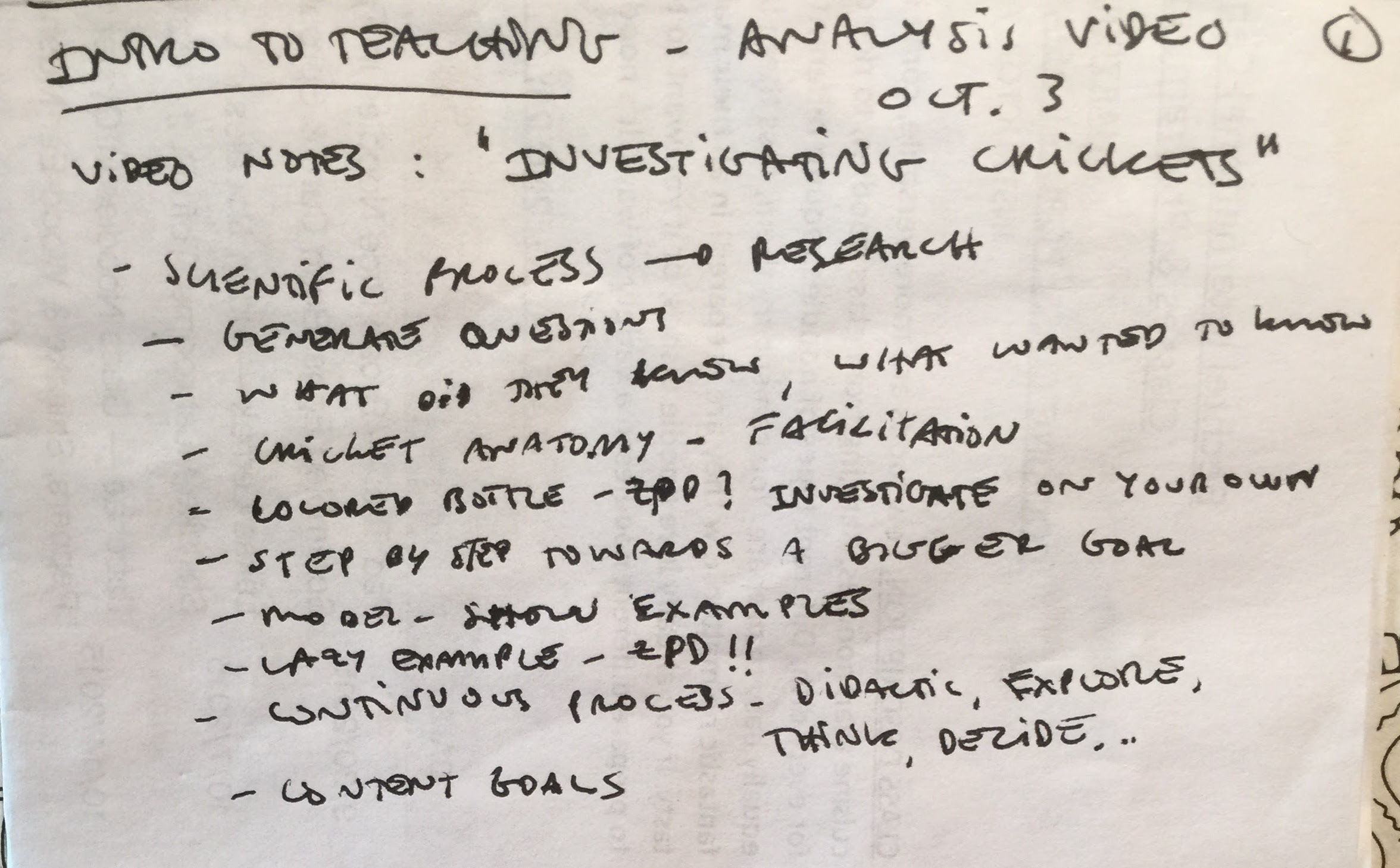 Intro Teaching - Week 3 - Video Notes