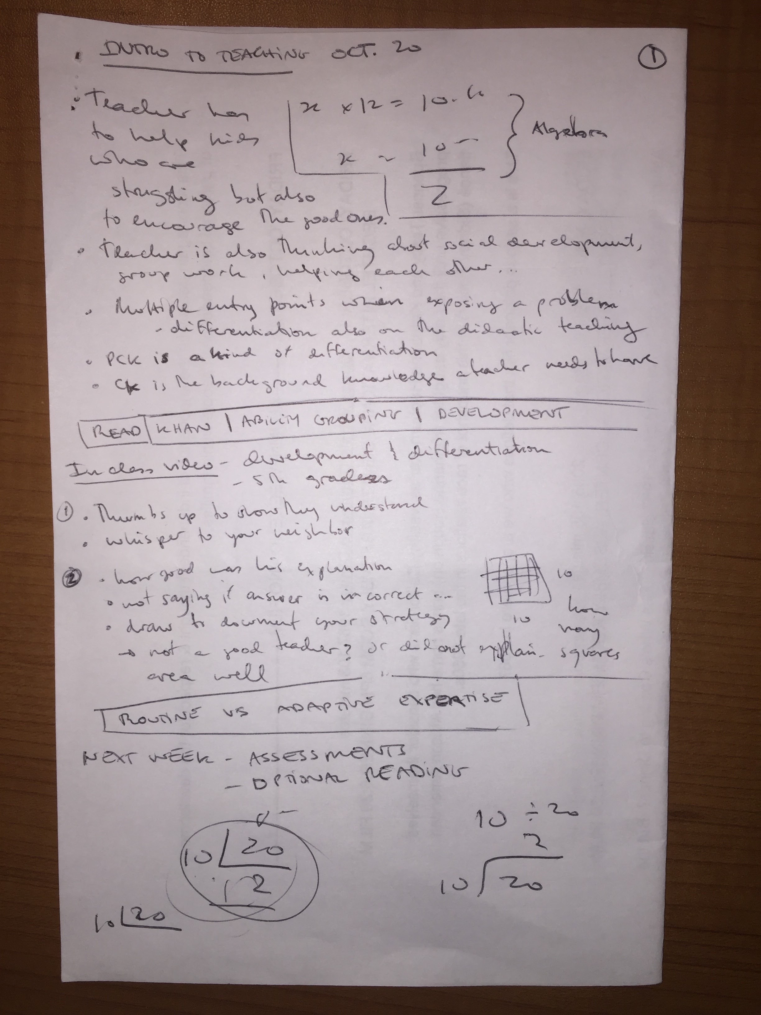 Intro Teaching - Week 5 - Class Notes