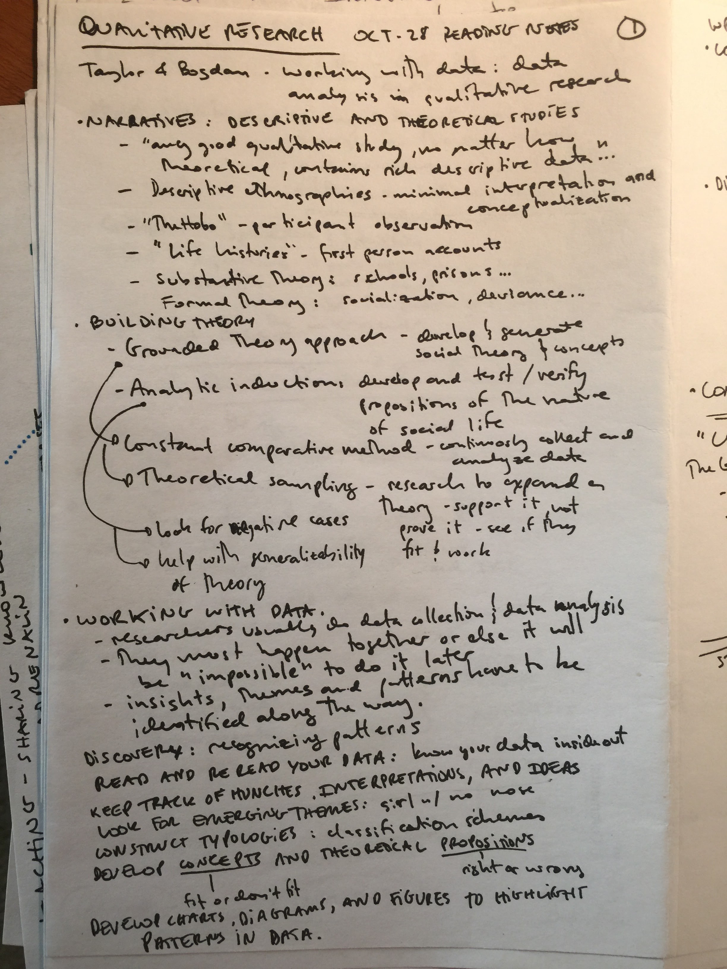 Qualitative Research - Week 6 - Reading Notes