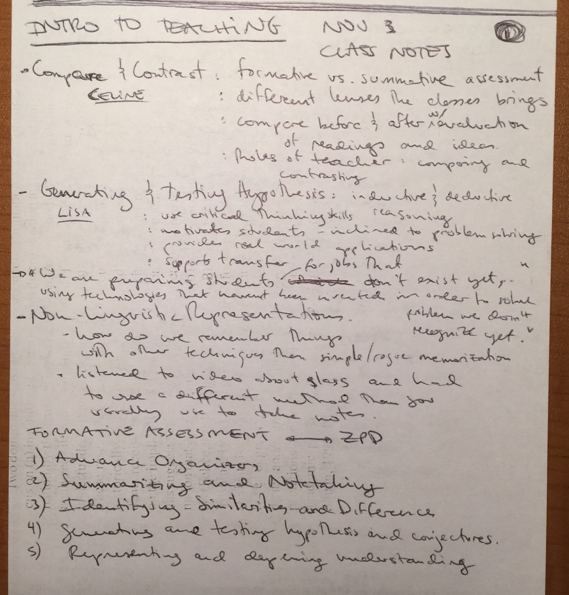 Intro Teaching - Week 7 - Class Notes