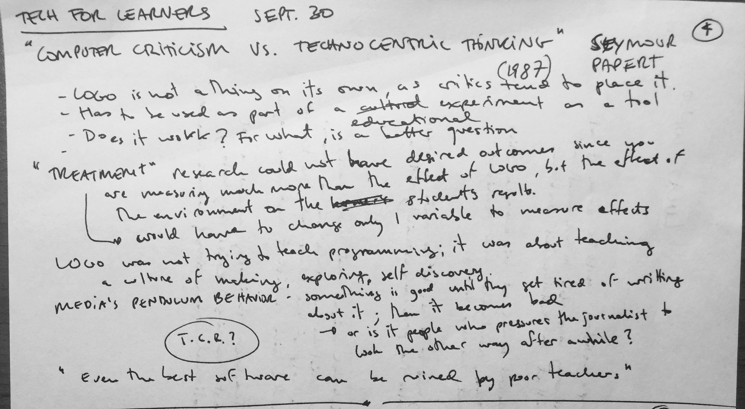 Tech 4 Learners - Reading, Notes & Response