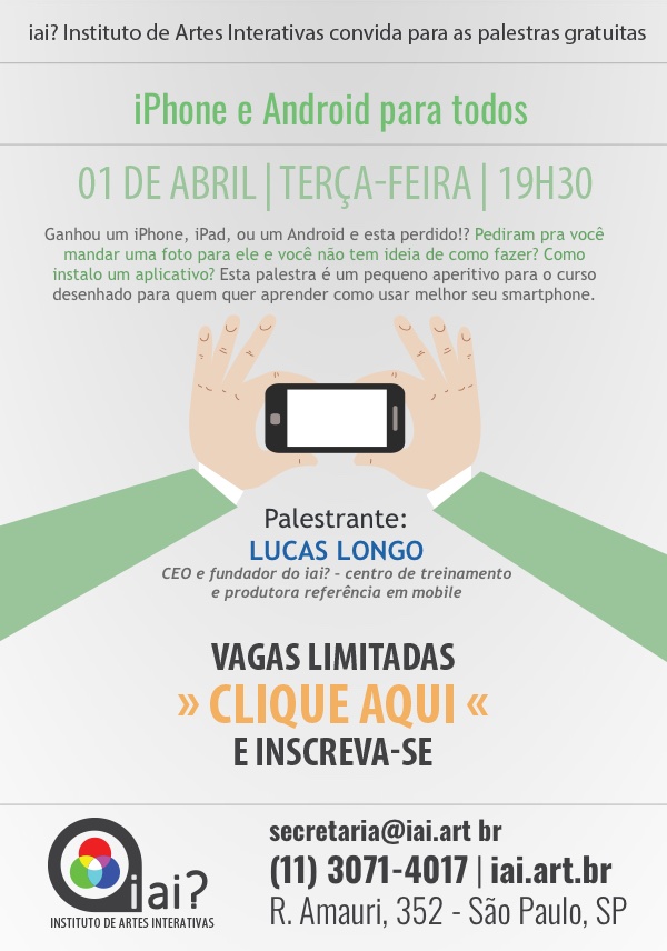 Cursos iPhone e Android — divulgação iAi?